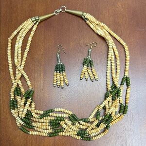 Vintage Beaded Necklace and Earring Set